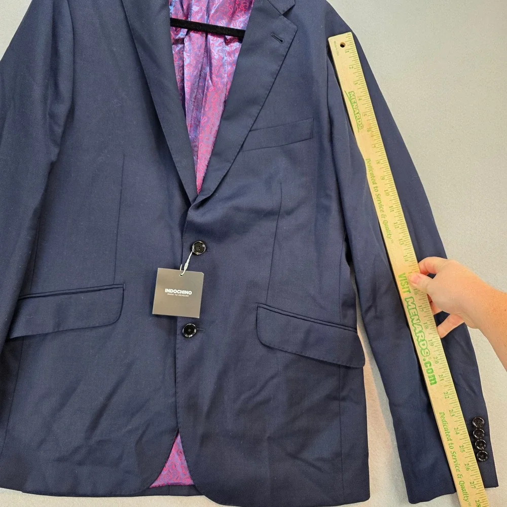 Indochino Mens Navy Blue Wool Blazer Sport Coat Jacket Yaletown 50 Men's size 41
